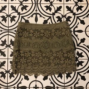 Free People Olive Crochet Mini-skirt